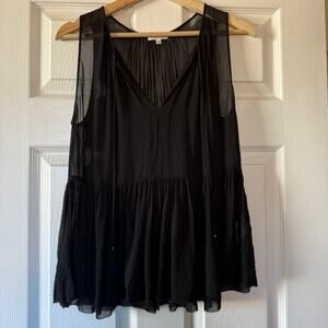 Aritzia Wilfred Black Sheer Peplum Blouse XXS